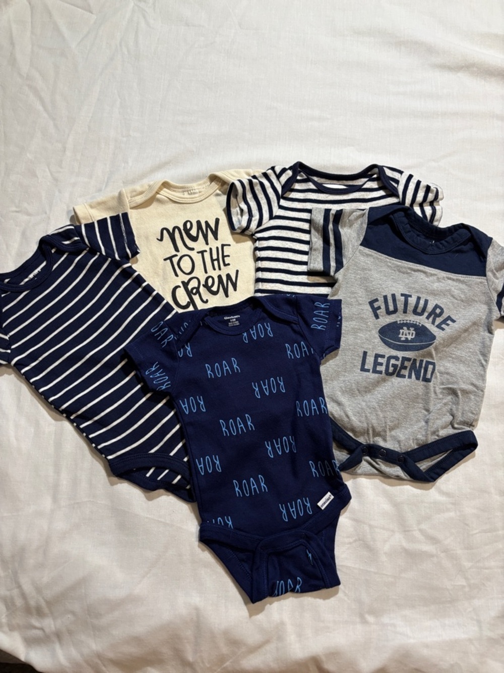 Infant One-Piece Bodysuit Bundle - Striped & Graphic Styles Size 0-3 Months NWOT